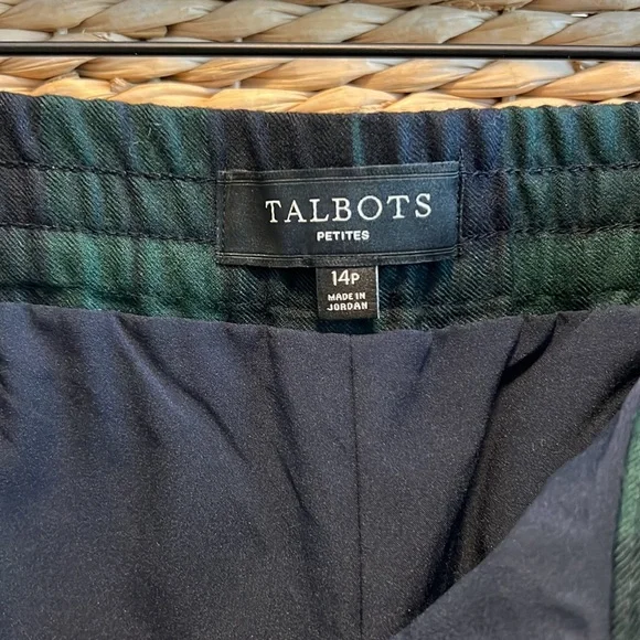 Talbots Plaid Wool Blend High Rise Pocket Dress Pant Trouser, 14P - Picture 8 of 9